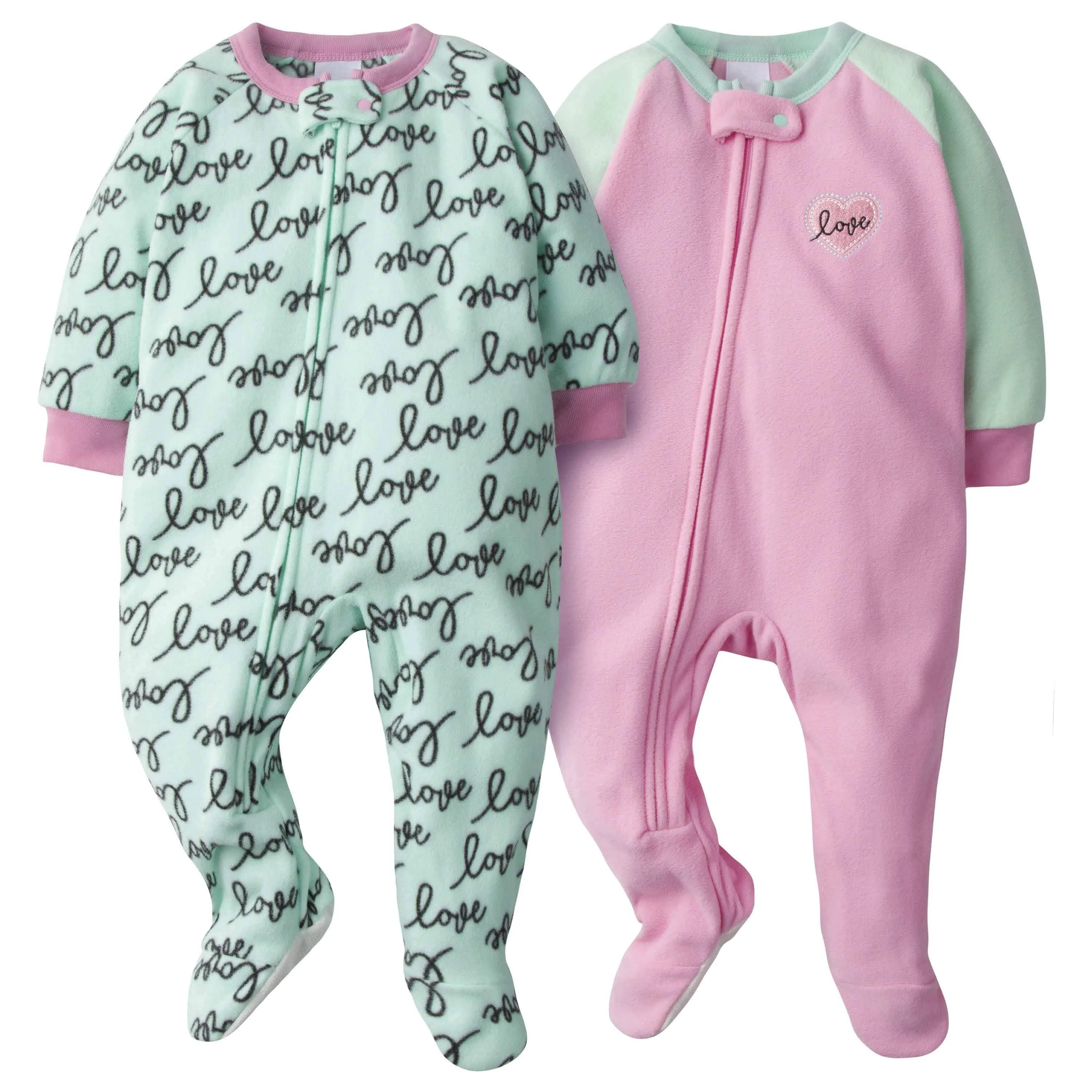 2-Pack Baby & Toddler Girls Love Fleece Pajamas