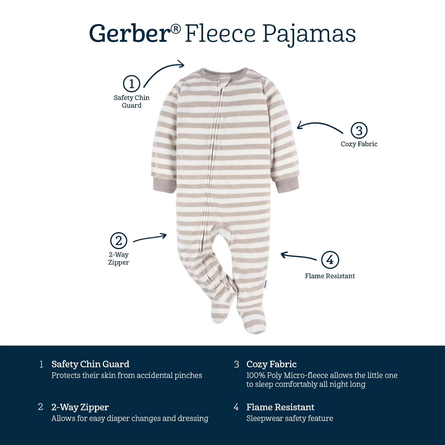 2-Pack Baby & Toddler Neutral Grey Fair Isle Fleece Pajamas