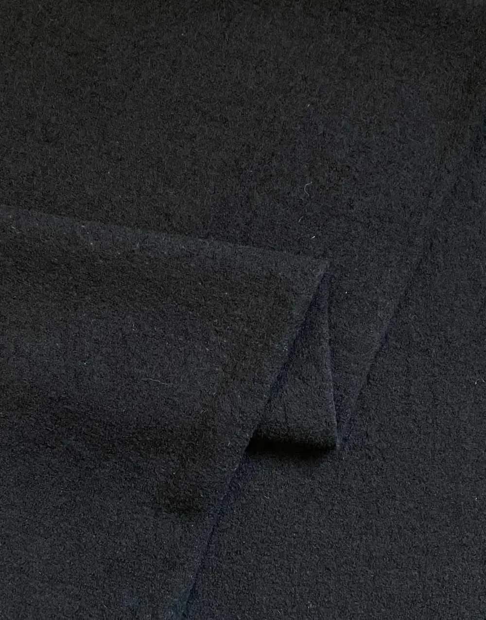 Black 100% Boiled Wool Fabric