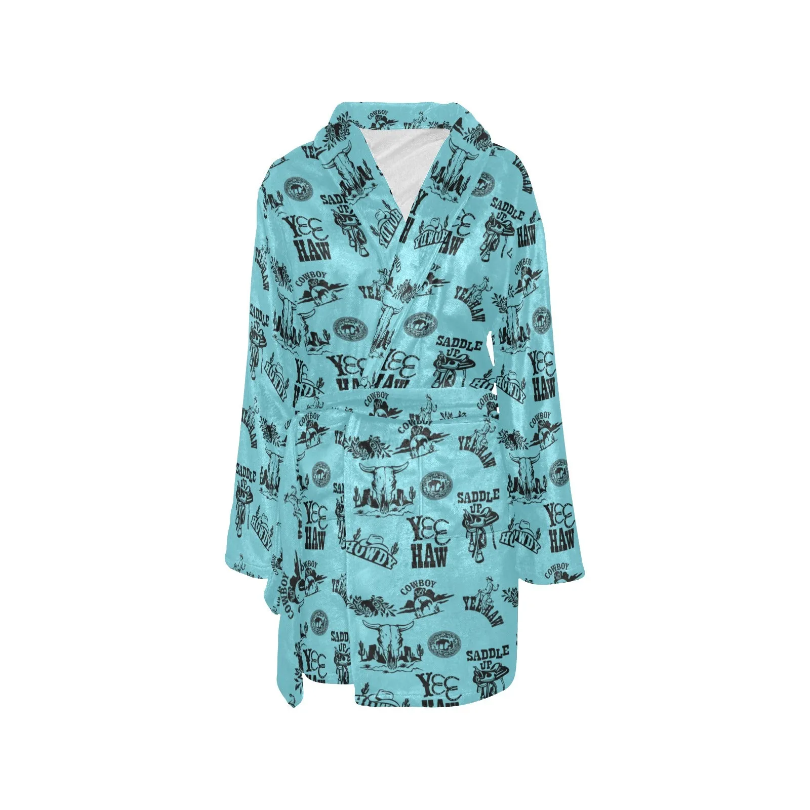 Blue Cowboy Print Western Bath Robe