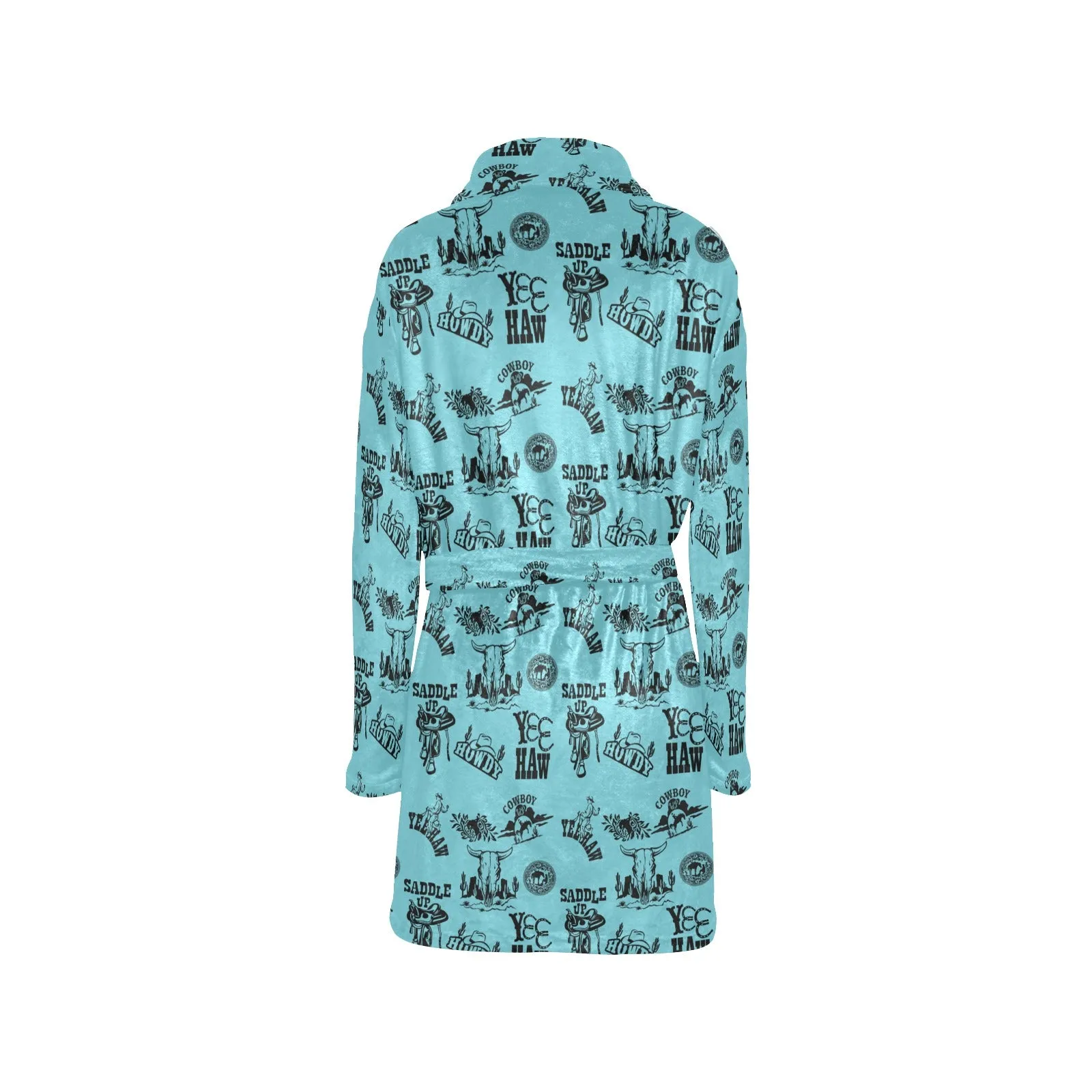 Blue Cowboy Print Western Bath Robe