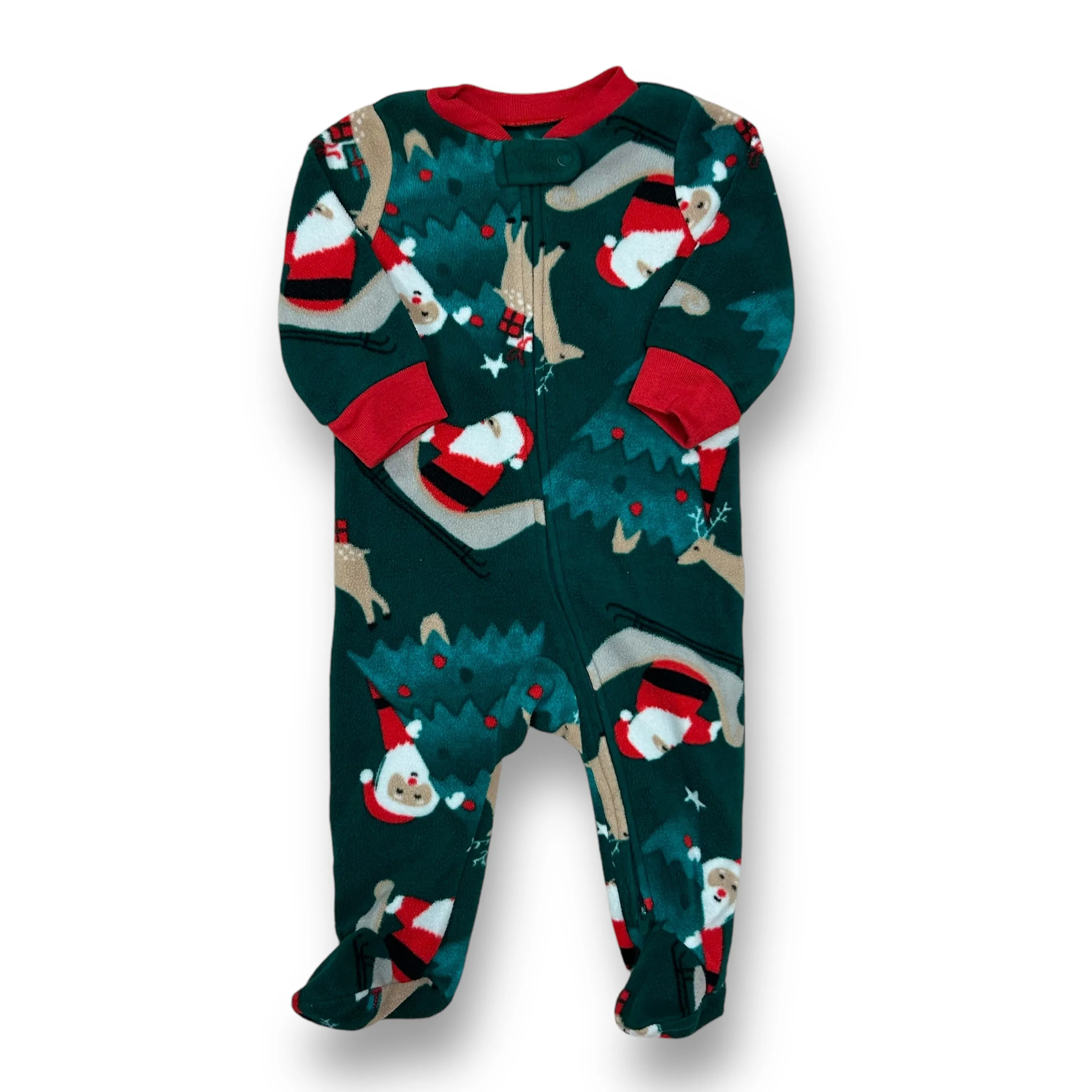 Boys Carter's Size 6 Months Green Fleece Santa Christmas Pajamas