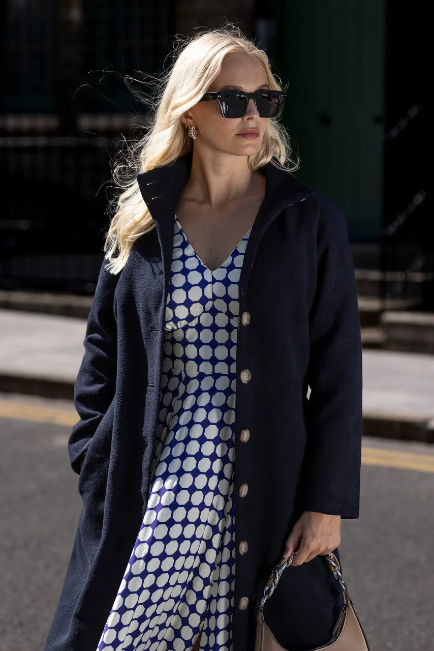 Closet London Navy Long Coat