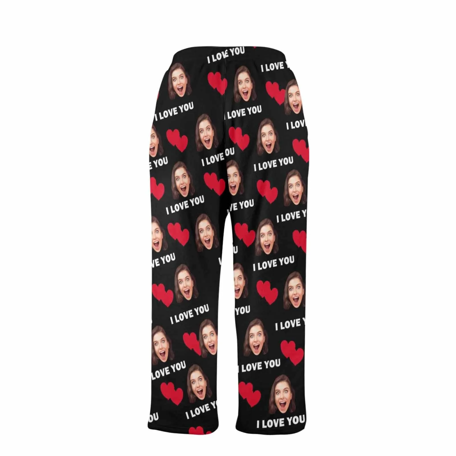 Coral Fleece Pajama Trousers-Custom Face Heart Lover Print Warm and Comfortable Sleepwear Long Pajama Pants For Men Women