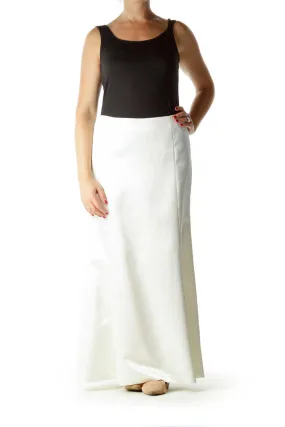 Cream Shiny Long Skirt with Slip