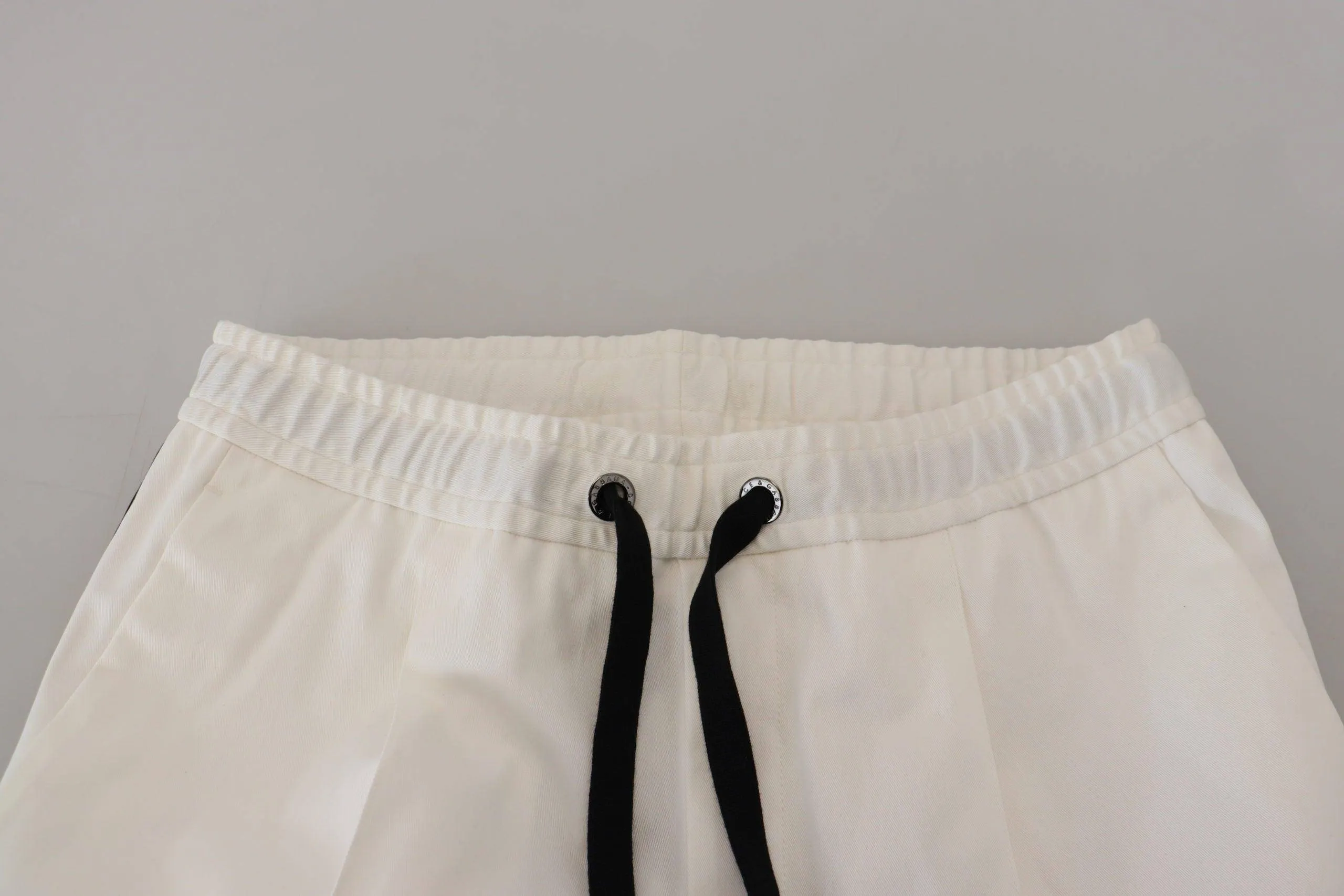 Dolce & Gabbana White Cotton DG Logo Jogger Pants