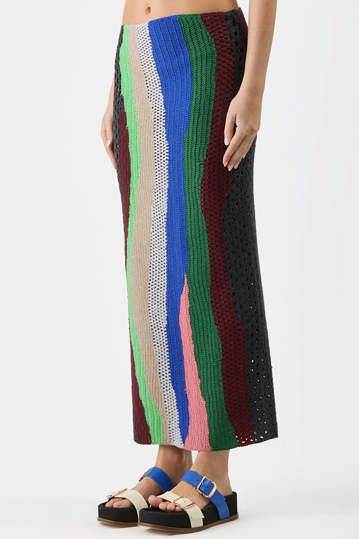 Fatima Crochet Maxi Skirt in Multi Cashmere