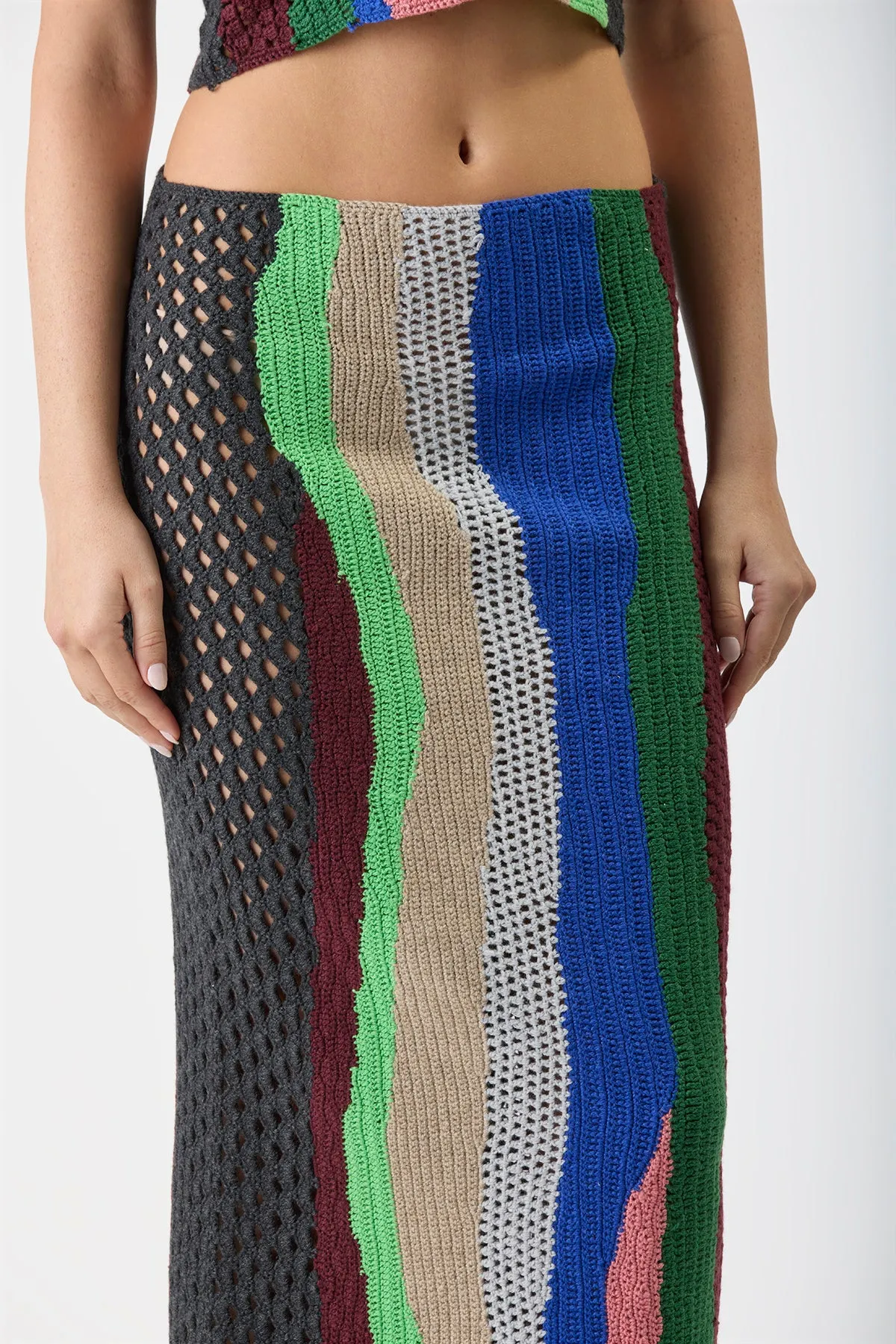 Fatima Crochet Maxi Skirt in Multi Cashmere