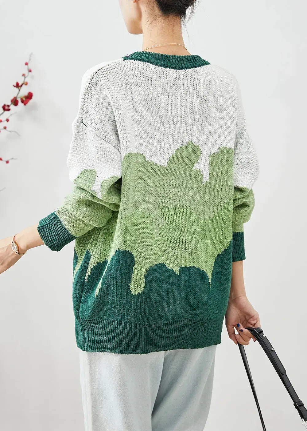 French Green Oversized Thick Knit Sweaters Winter ML3274