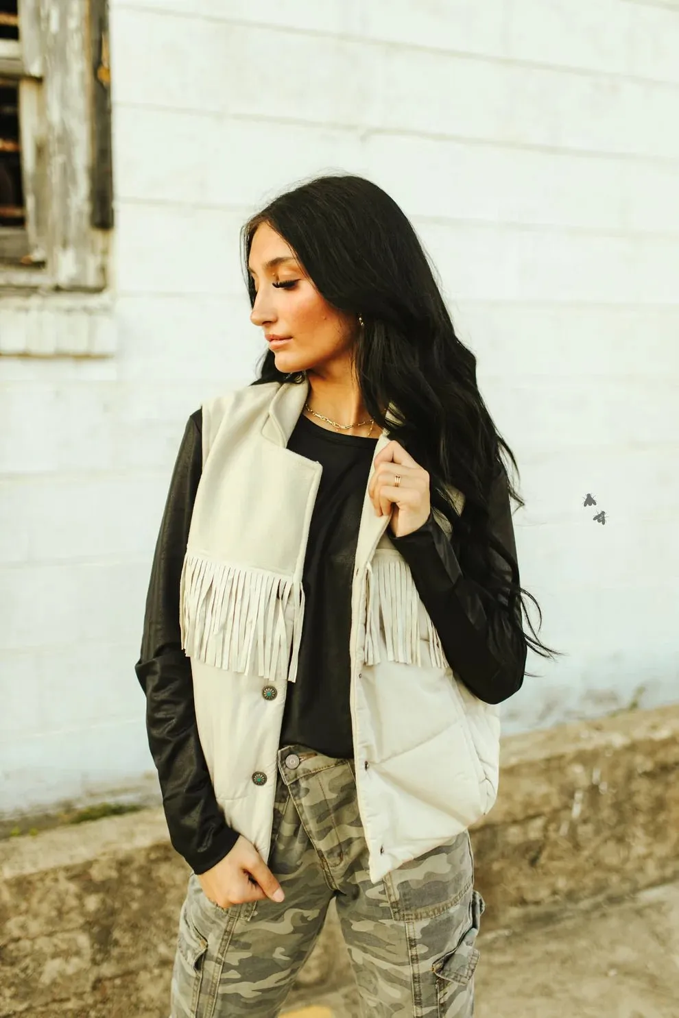 Fringed Puffer Vest