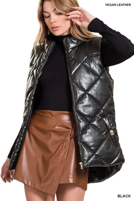 FS CLEARANCE Vegan Leather Puffer Vest