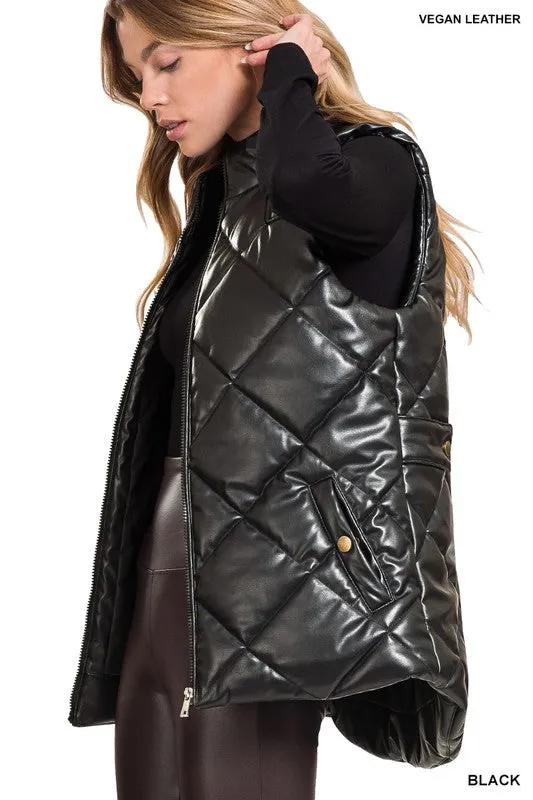 FS CLEARANCE Vegan Leather Puffer Vest