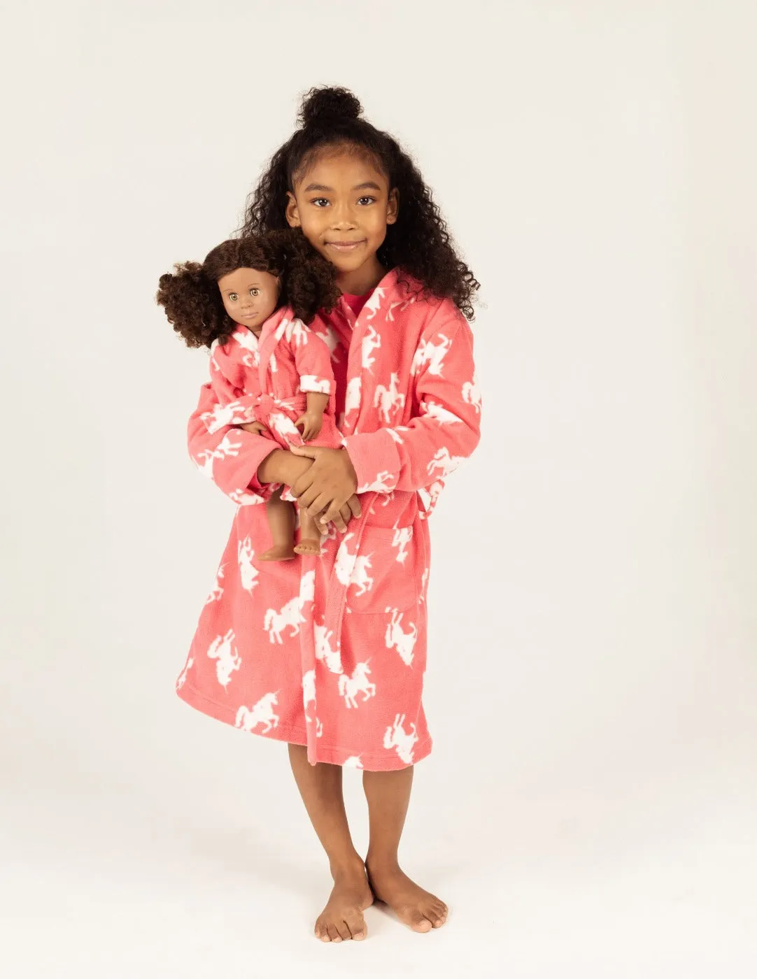 Girl and Doll Fleece Hooded Animal Robes