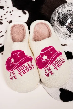 In Dolly We Trust Plush Slippers