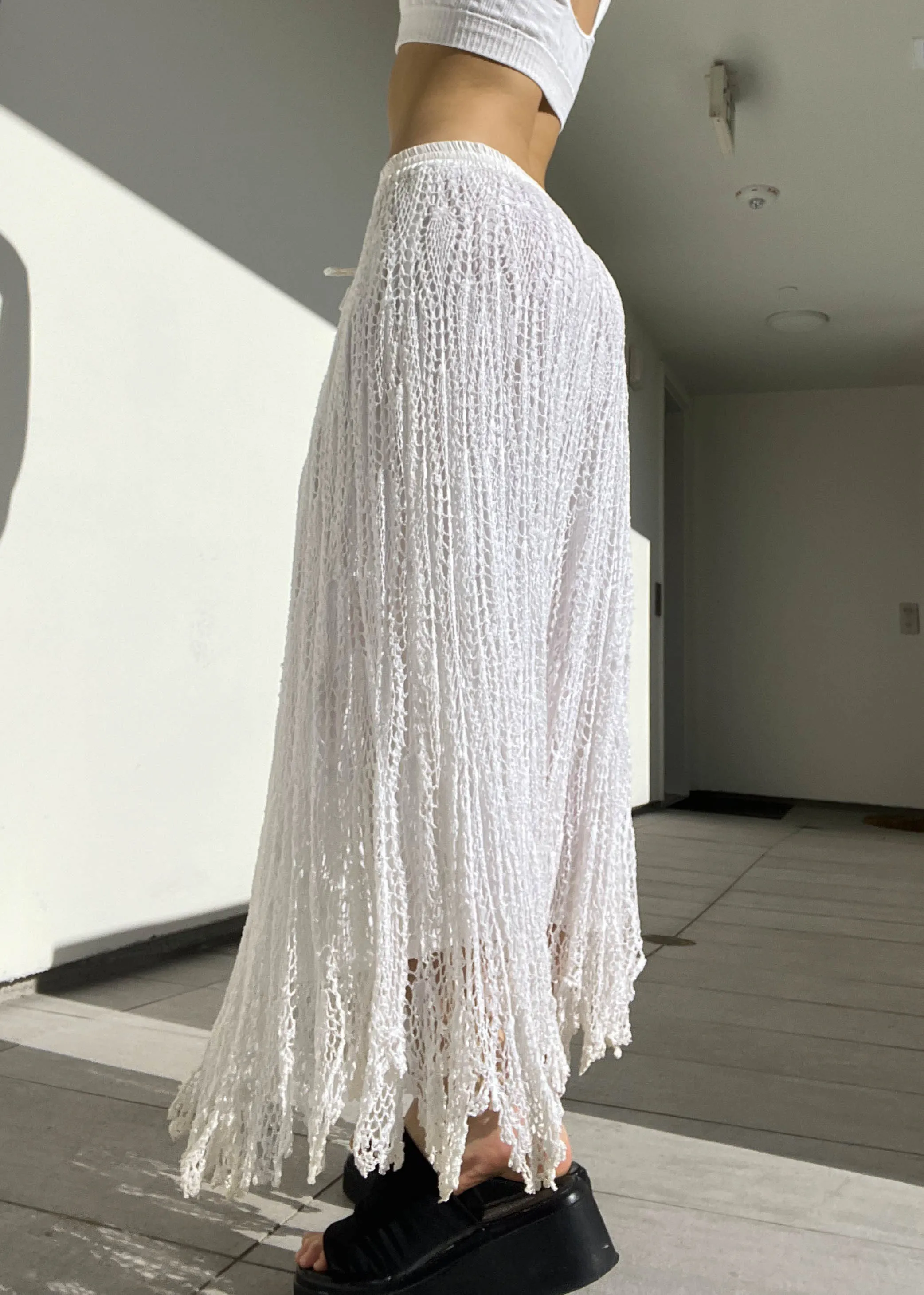 Ivory Crochet Mermaid Maxi Skirt