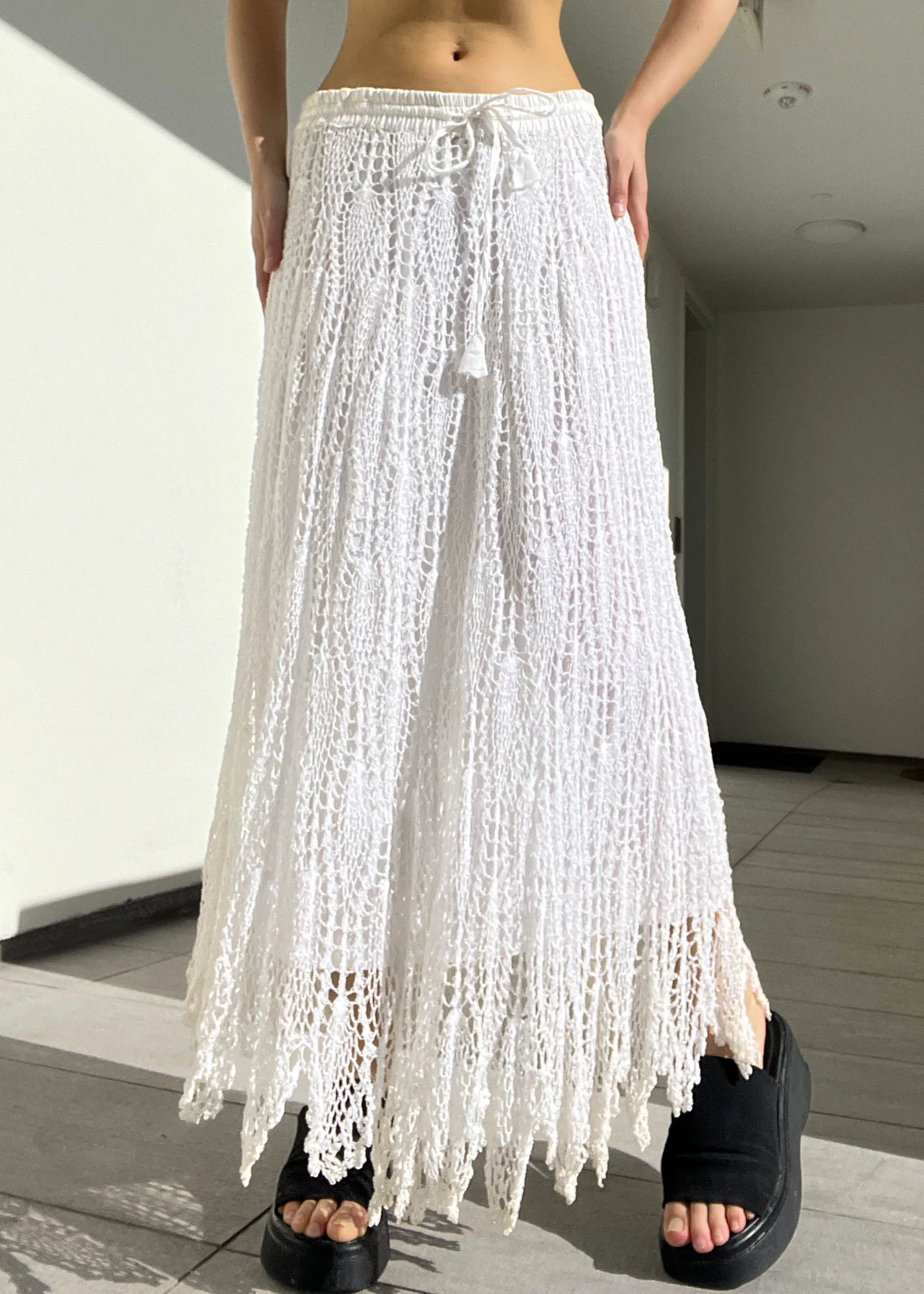 Ivory Crochet Mermaid Maxi Skirt