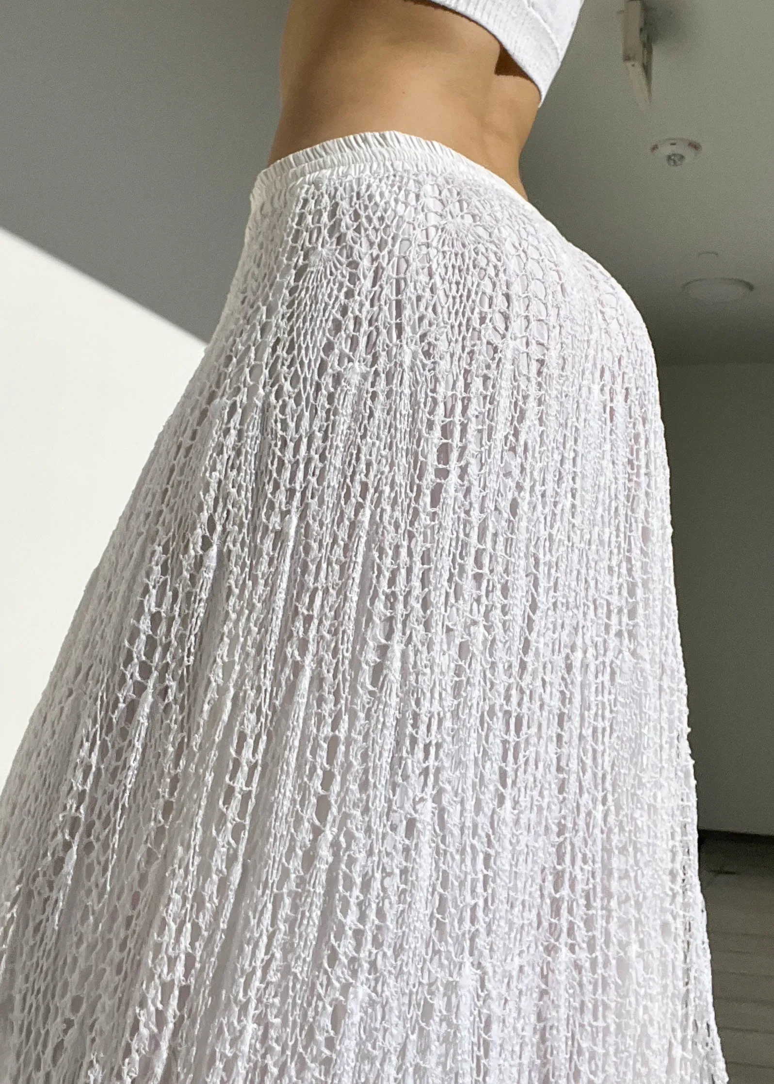 Ivory Crochet Mermaid Maxi Skirt