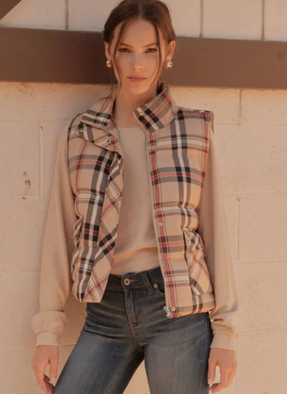 JOD Plaid Vest-Beige