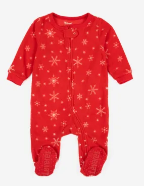 Kid's White Snowflake Footed Fleece Pajamas