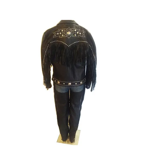 Ladies Leather Jacket with Studs and Concho 4265