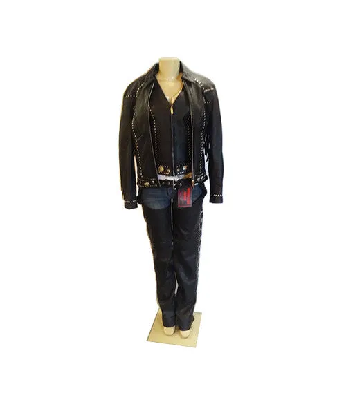 Ladies Leather Jacket with Studs and Concho 4265