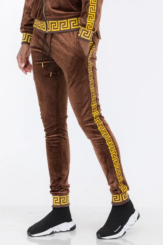 Men's Black/Gold Velour Status Detail Jogger Pants