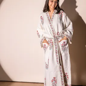 Parijat Pink Cotton Waffle Bathrobe