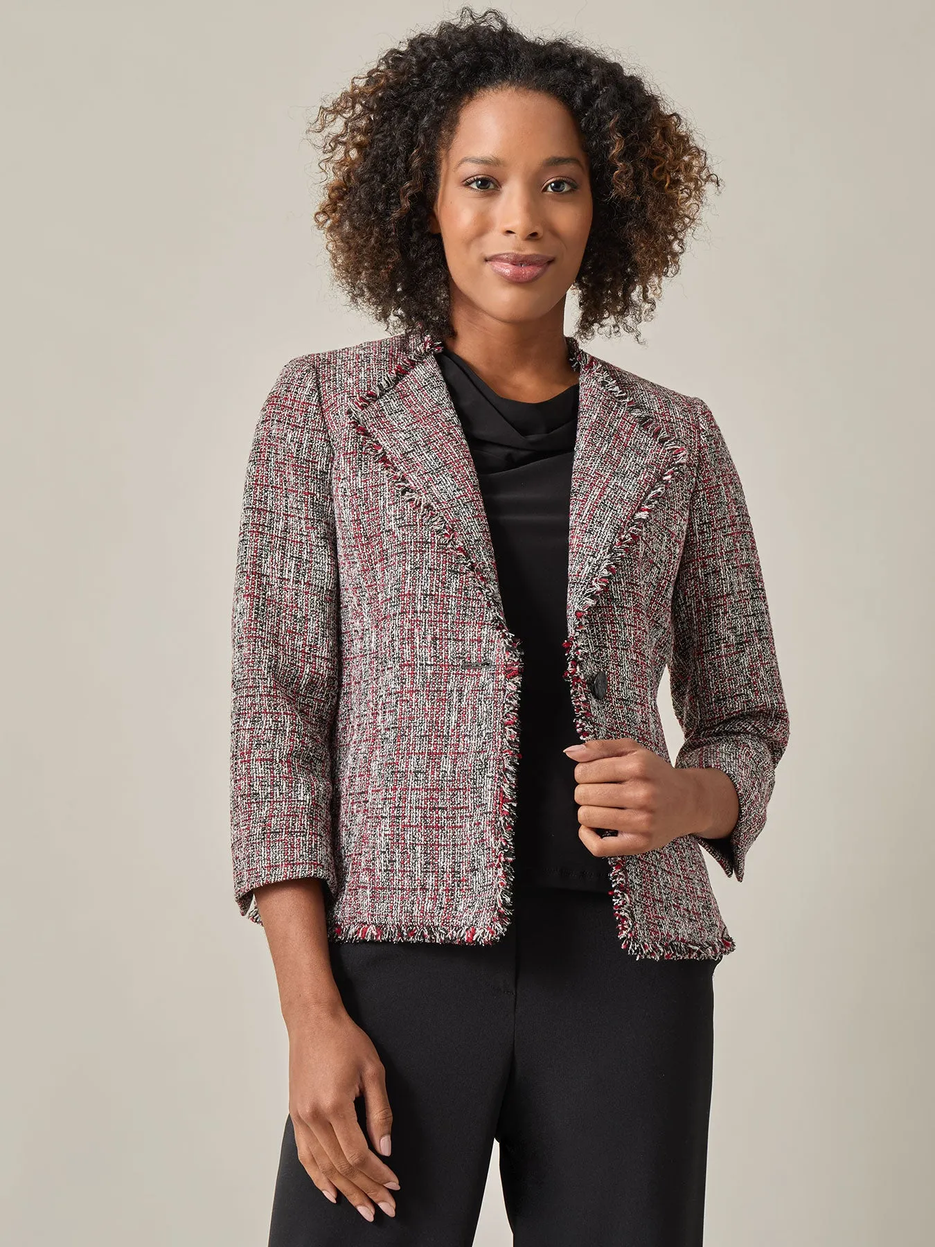 Plus Textured Tweed Jacket