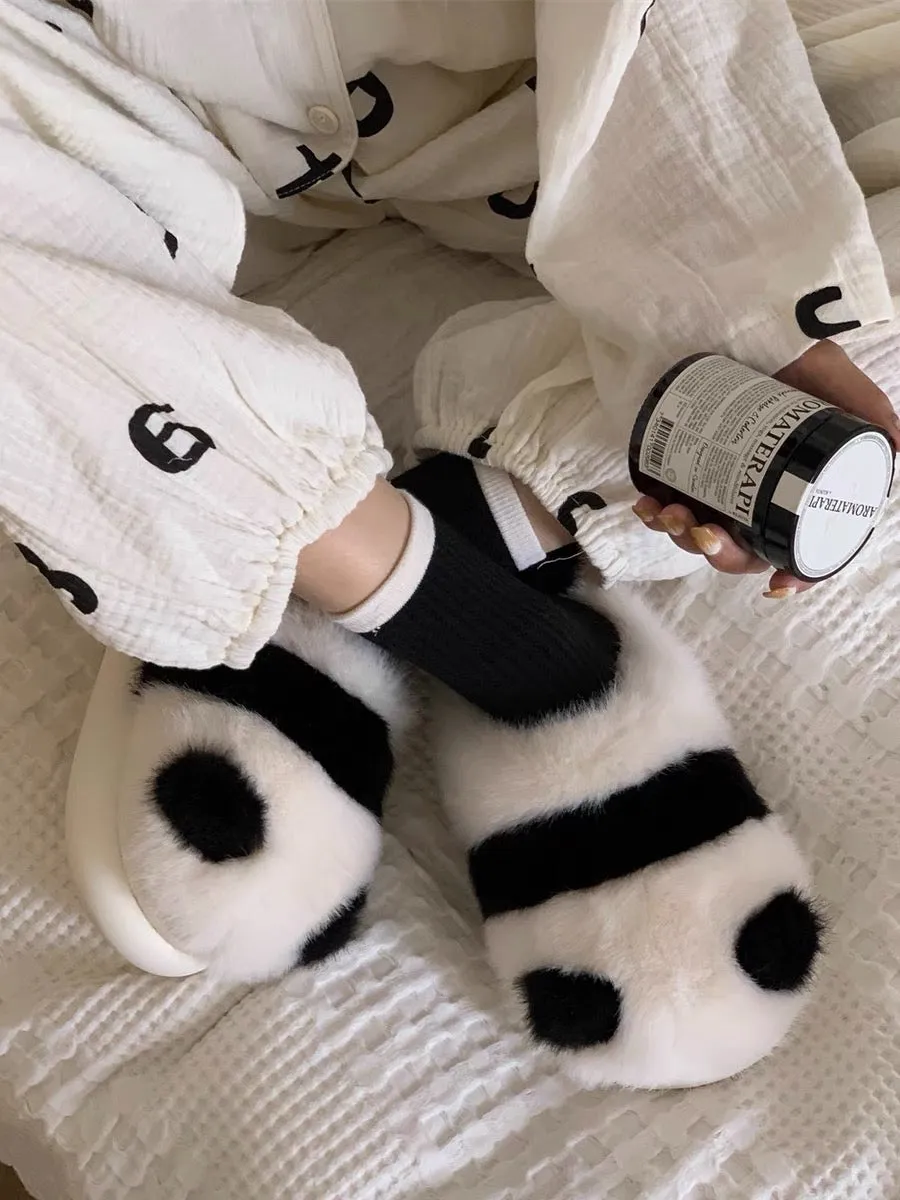 Plush Panda Slippers