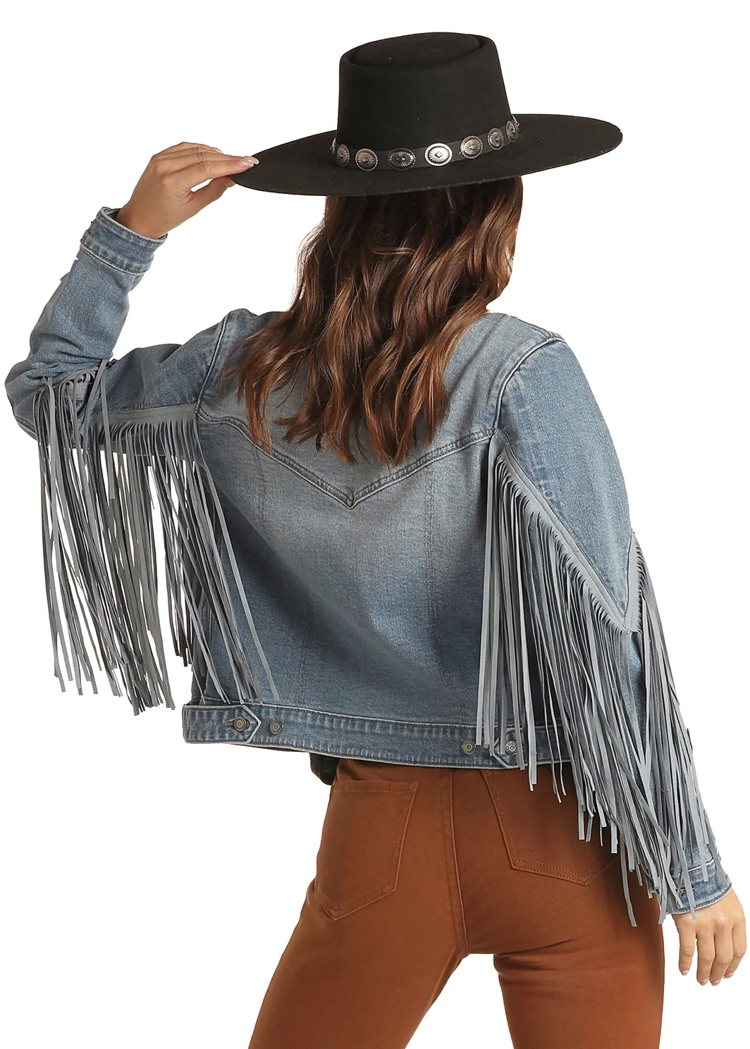 ROCK & ROLL BLUE SUEDE FRINGE JACKET