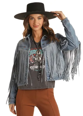 ROCK & ROLL BLUE SUEDE FRINGE JACKET