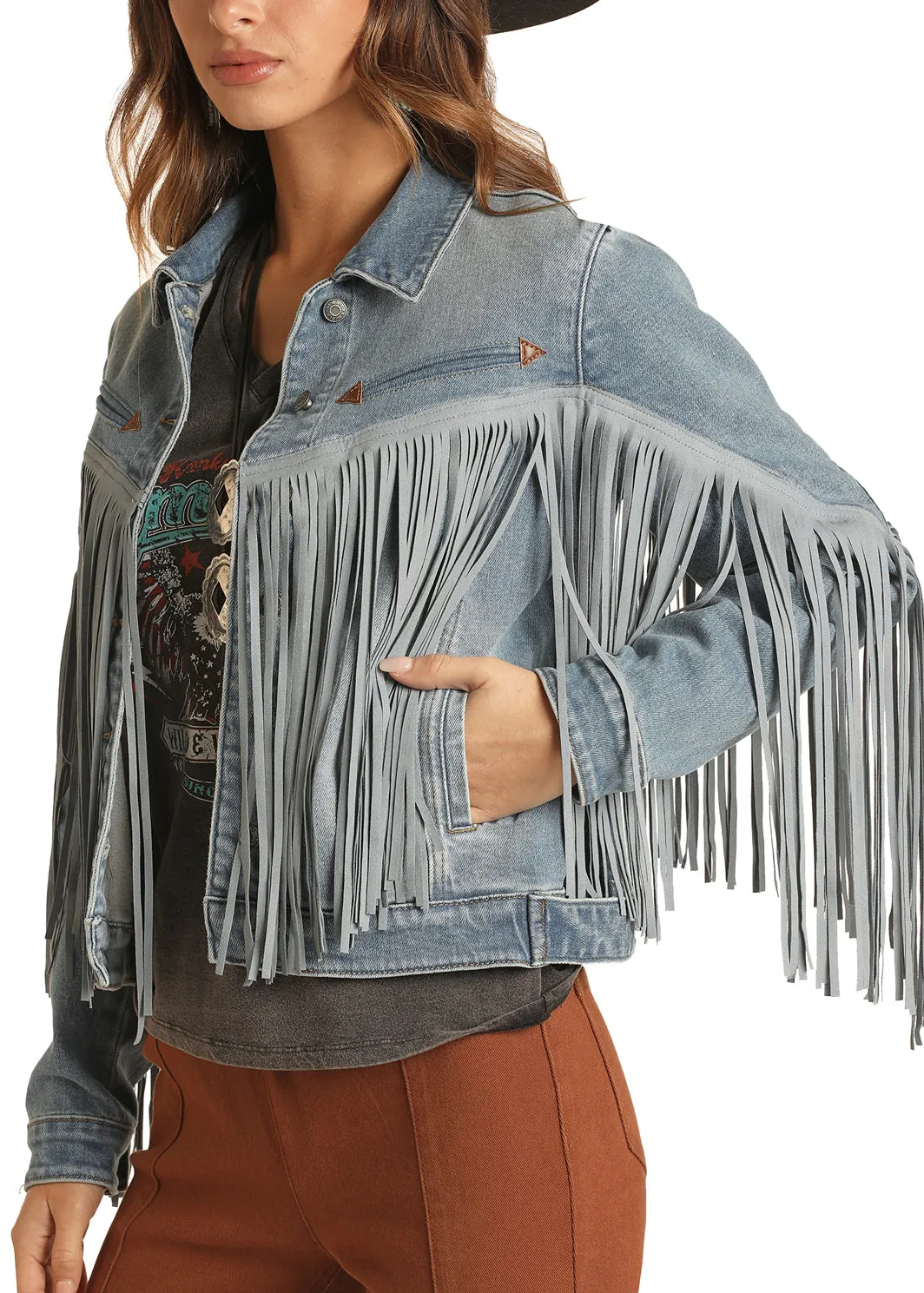 ROCK & ROLL BLUE SUEDE FRINGE JACKET