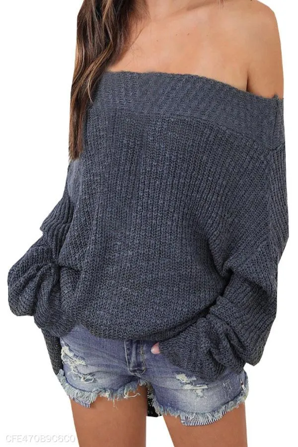 Scoop Neck  Patchwork  Two Way  Plain Sweaters