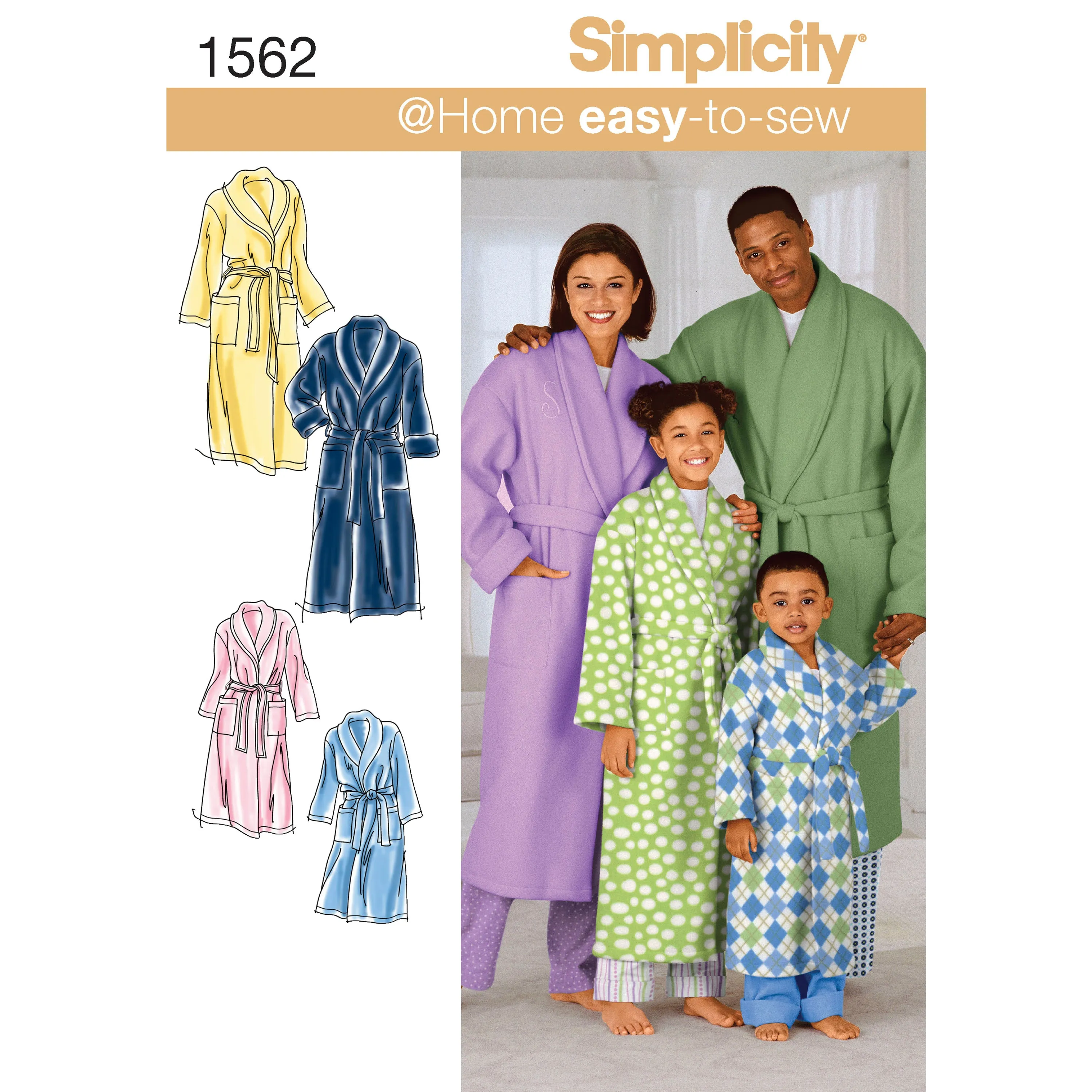 Simplicity Pattern 1562 Child's, Teens' and Adults' Robe and Belt