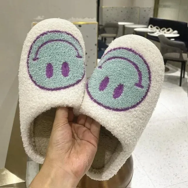 Smile Face  Faux Fur Slippers