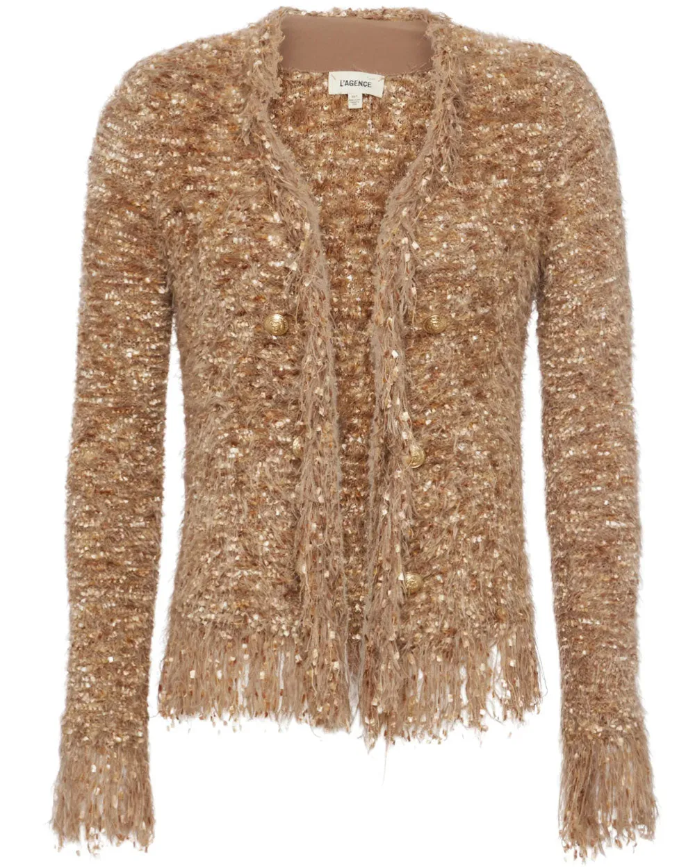 Tan Sequin Azure Fringe Cardigan