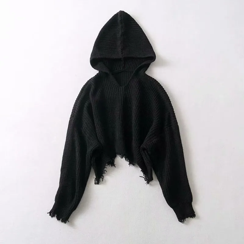 Tassel Loose Hooded Mini Sweaters