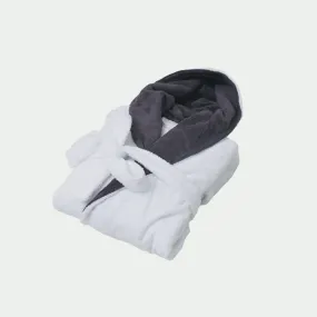 taurus mountain collection absorb8™ hooded robe, white with dark gray interior hood