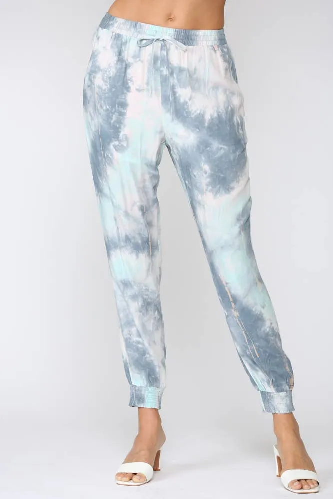 Tie Dye Jogger Pants Aqua