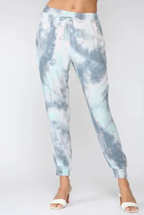 Tie Dye Jogger Pants Aqua