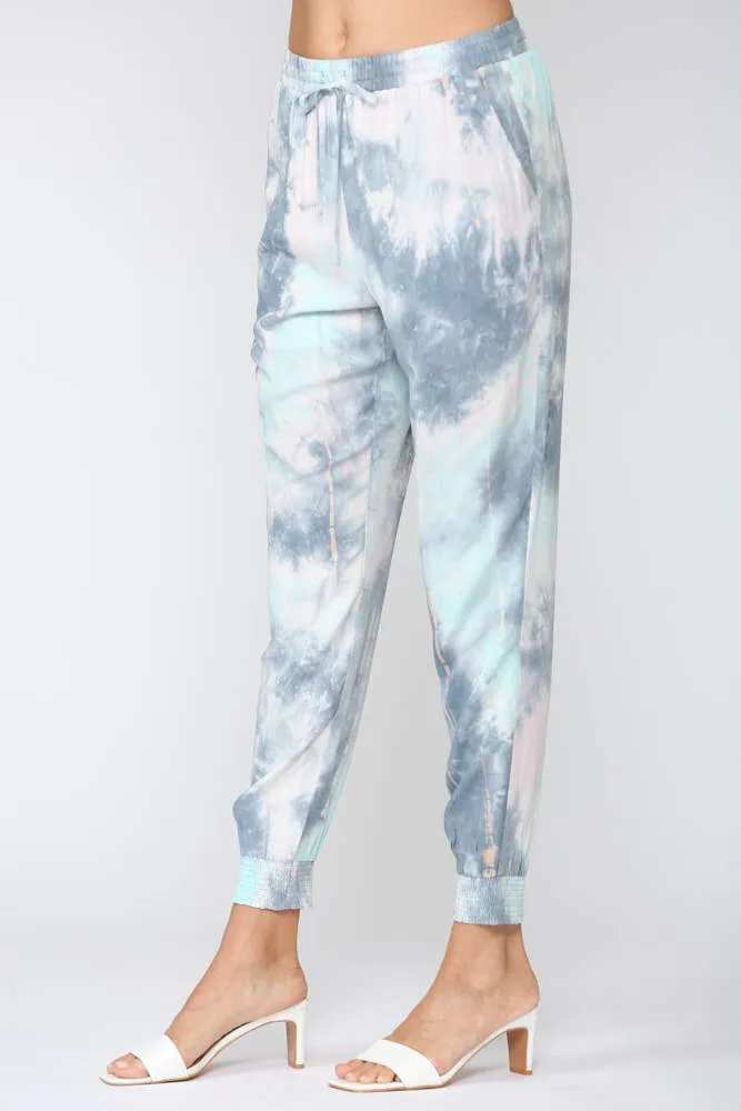 Tie Dye Jogger Pants Aqua