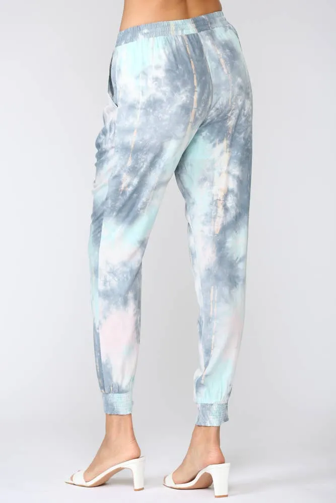 Tie Dye Jogger Pants Aqua