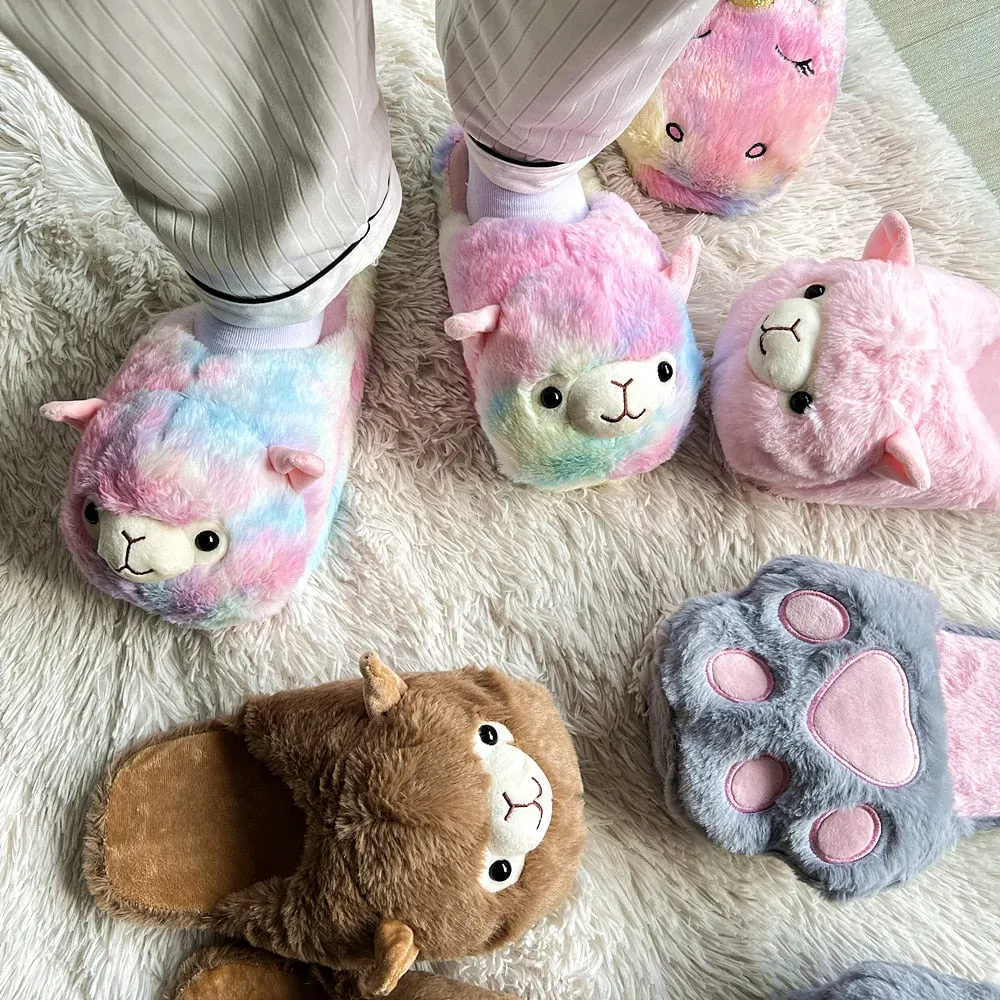 Womens Animal Fluffy Slippers