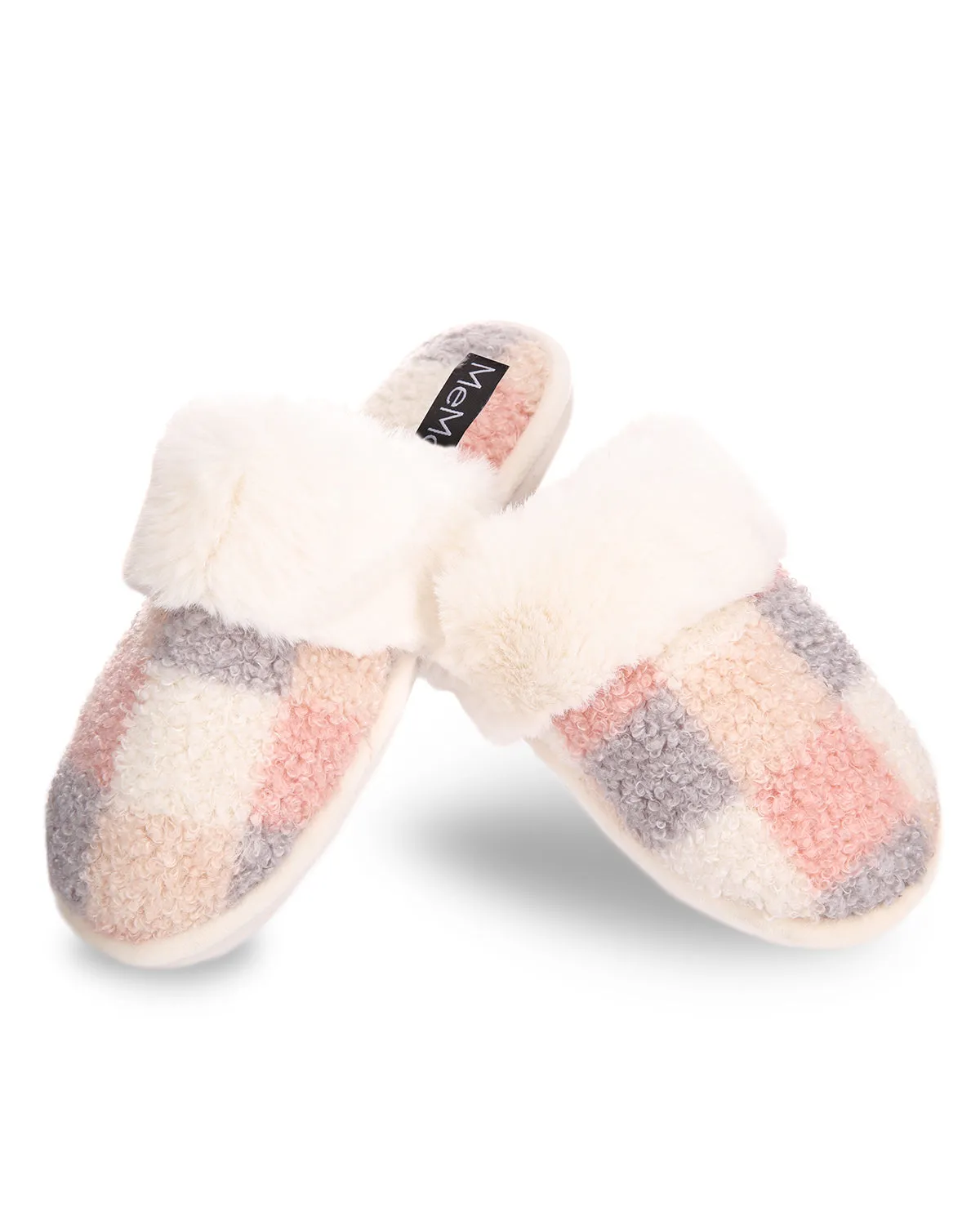 Women's Checkerboard Hard Bottom Plush Slippers