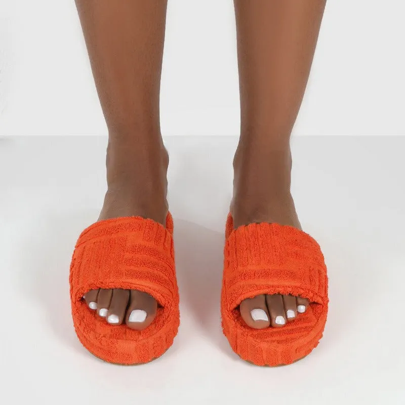 Womens Plush Terrycloth Slippers