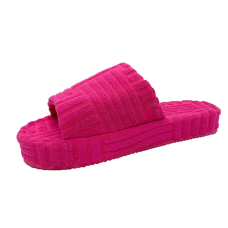 Womens Plush Terrycloth Slippers