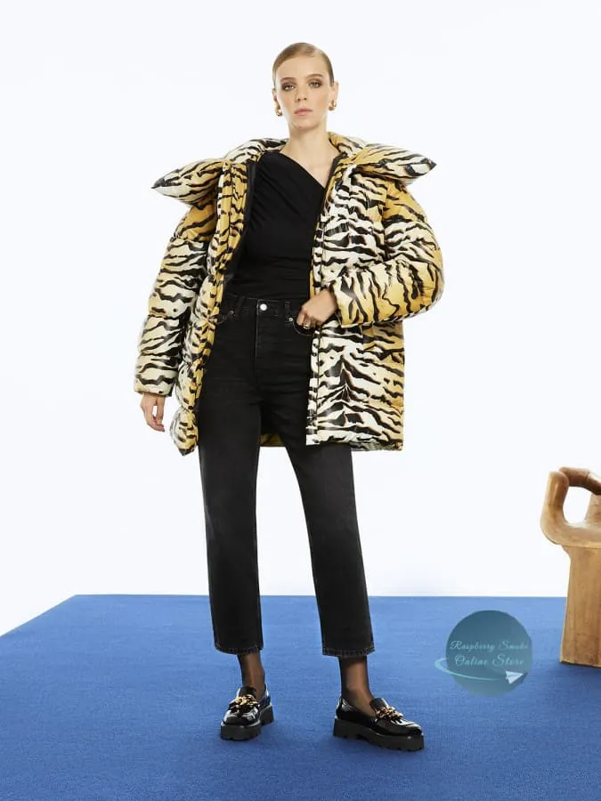 Women's Tiger Print Puffer Coat