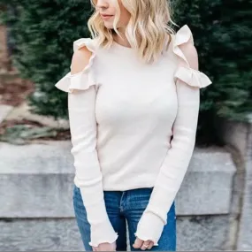 Wooden Ear Strapless Shoulder Round Neck Sweaters